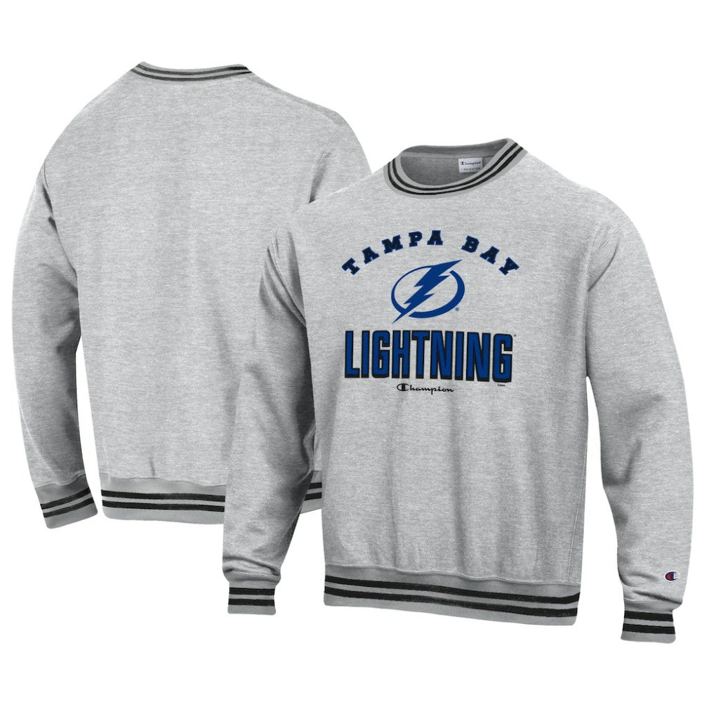 Tampa Bay Lightning Champion Reverse Weave Yarn Dye Pullover Sweatshirt - Heather Gray - NHL