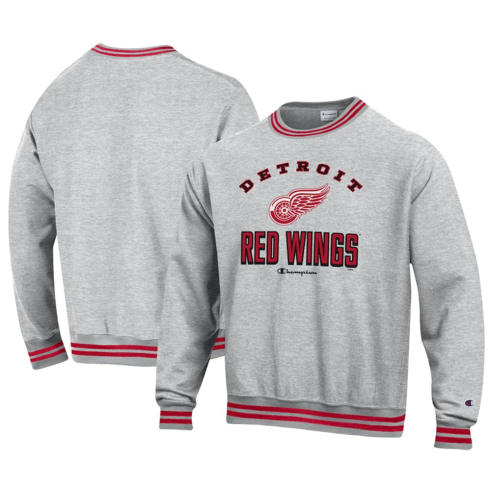 Detroit Red Wings Champion Reverse Weave Yarn Dye Pullover Sweatshirt - Heather Gray - NHL