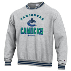 Vancouver Canucks Champion Reverse Weave Yarn Dye Pullover Sweatshirt - Heather Gray - NHL