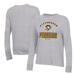 Pittsburgh Penguins Champion Women's Core Long Sleeve T-Shirt - Heather Gray - NHL