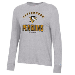 Pittsburgh Penguins Champion Women's Core Long Sleeve T-Shirt - Heather Gray - NHL
