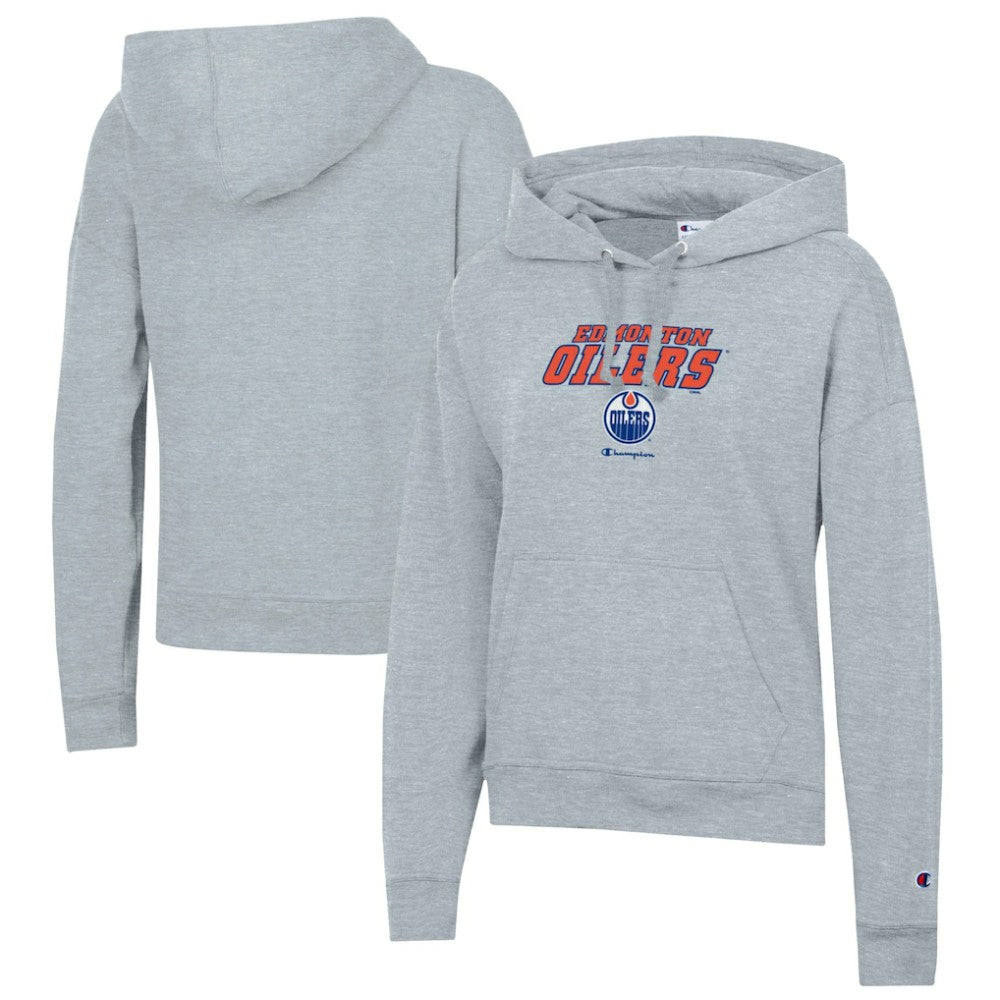Edmonton Oilers Champion Women's Powerblend Fleece Pullover Hoodie - Gray - NHL