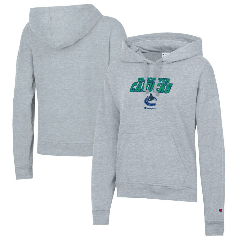 Vancouver Canucks Champion Women's Powerblend Fleece Pullover Hoodie - Gray - NHL
