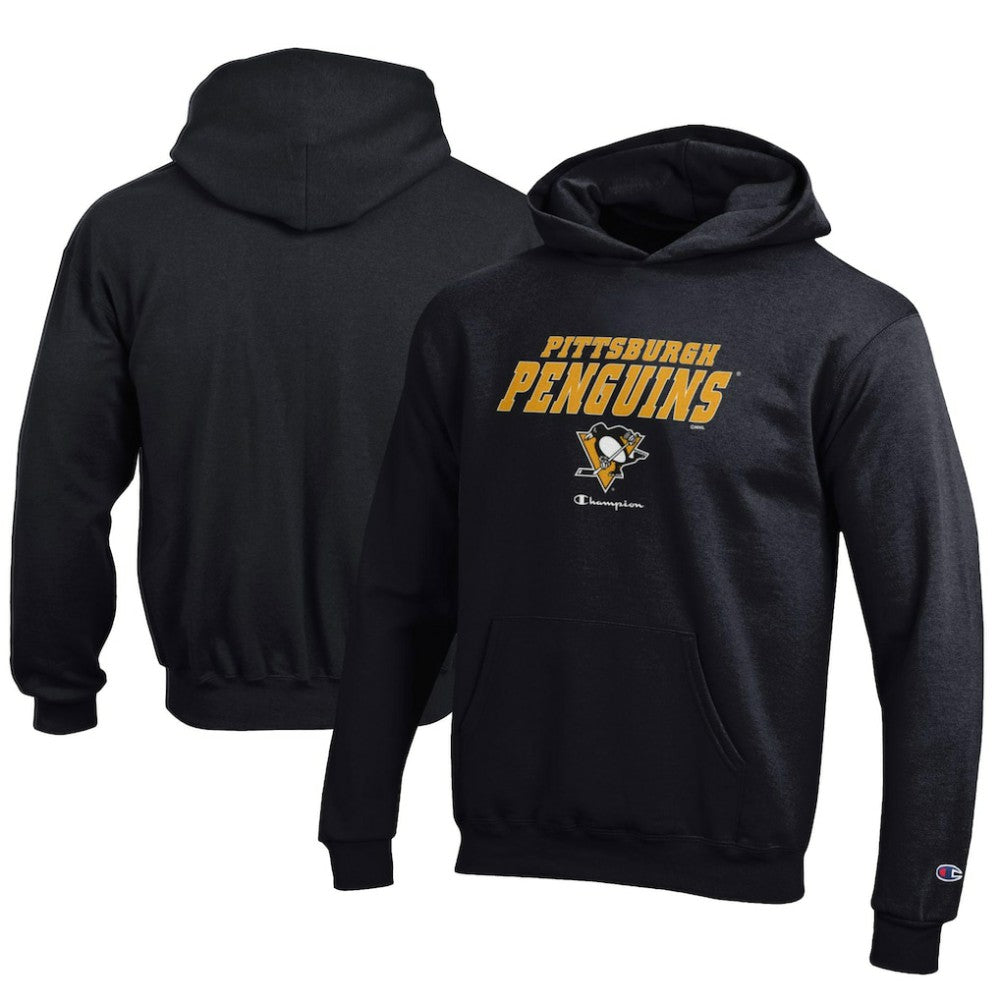 Pittsburgh Penguins Champion Youth Eco Powerblend Pullover Hoodie - Black - NHL