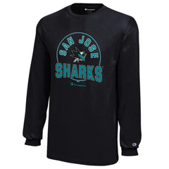 San Jose Sharks Champion Youth Long-Sleeve Jersey T-Shirt - Black - NHL