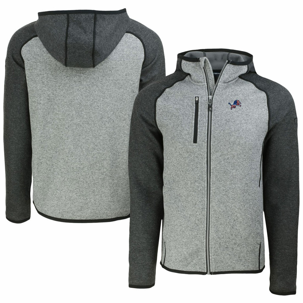 Detroit Lions Cutter & Buck Americana Mainsail Full-Zip Hooded Jacket Heather Gray/Heather Charcoal | NFL