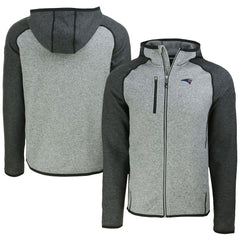 New England Patriots Cutter & Buck Americana Mainsail Full-Zip Hooded Jacket Heather Gray/Heather Charcoal | NFL