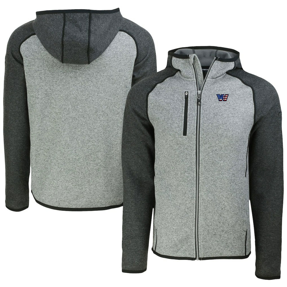 Washington Commanders Cutter & Buck Americana Mainsail Full-Zip Hooded Jacket Heather Gray/Heather Charcoal | NFL