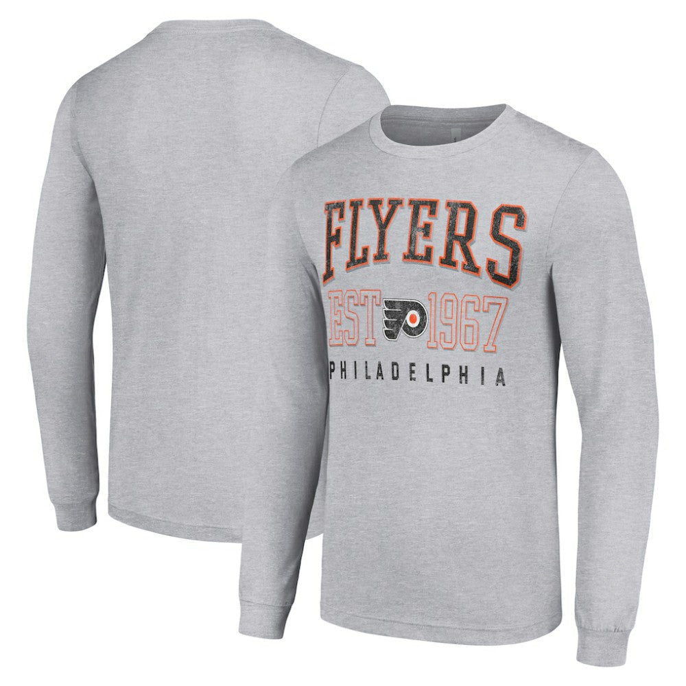 Philadelphia Flyers Starter Retro Graphic Long Sleeve Crew T-Shirt - Heather Gray - NHL