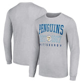 Pittsburgh Penguins Starter Retro Graphic Long Sleeve Crew T-Shirt - Heather Gray - NHL