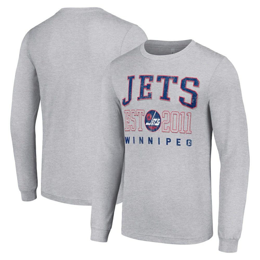 Winnipeg Jets Starter Retro Graphic Long Sleeve Crew T-Shirt - Heather Gray - NHL