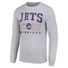 Winnipeg Jets Starter Retro Graphic Long Sleeve Crew T-Shirt - Heather Gray - NHL