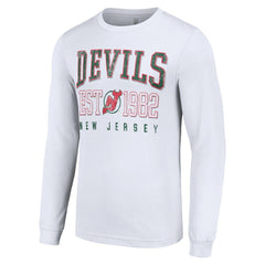 New Jersey Devils Starter Retro Graphic Long Sleeve Crew T-Shirt - White - NHL