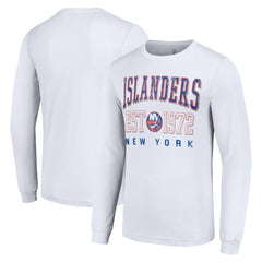 New York Islanders Starter Retro Graphic Long Sleeve Crew T-Shirt - White - NHL