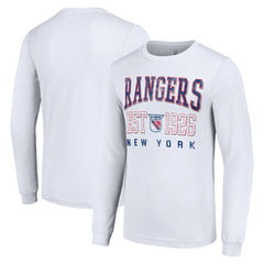 New York Rangers Starter Retro Graphic Long Sleeve Crew T-Shirt - White - NHL