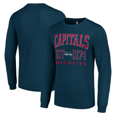 Washington Capitals Starter Retro Graphic Long Sleeve Crew T-Shirt - Navy - NHL