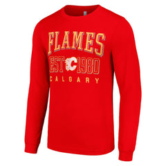 Calgary Flames Starter Retro Graphic Long Sleeve Crew T-Shirt - Red - NHL