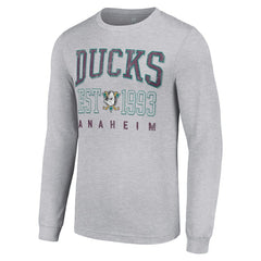 Anaheim Ducks Starter Retro Graphic Long Sleeve Crew T-Shirt - Heather Gray - NHL