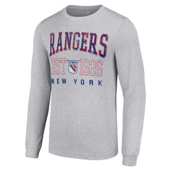 New York Rangers Starter Retro Graphic Long Sleeve Crew T-Shirt - Heather Gray - NHL