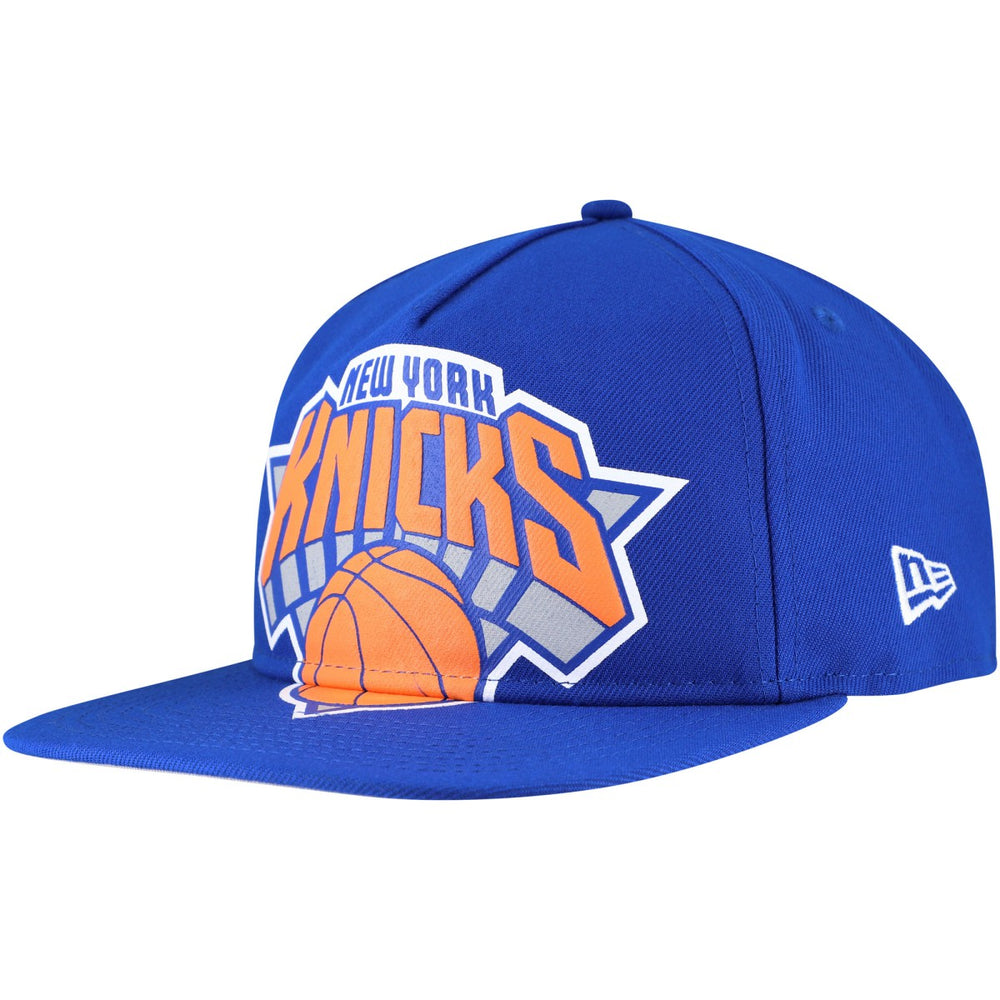 New York Knicks Oversized Puff Print Logo Golfer Snapback Hat Blue - NBA