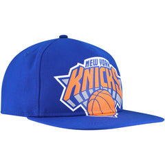 New York Knicks Oversized Puff Print Logo Golfer Snapback Hat Blue - NBA