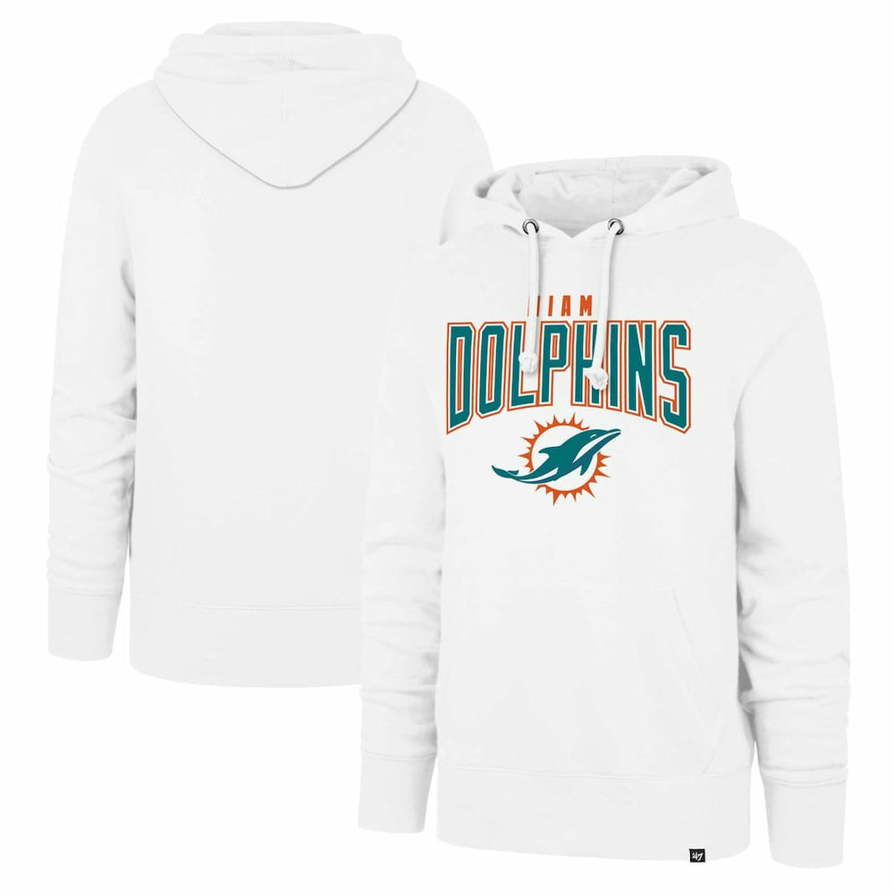 Miami Dolphins '47 Elements Arch Headline Pullover Hoodie White | 47 brand