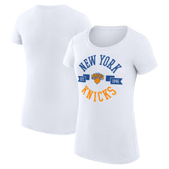 New York Knicks G-III 4Her by Carl Banks Women's Super-Slim Fit Lightweight Large City Logo T-Shirt White - NBA
