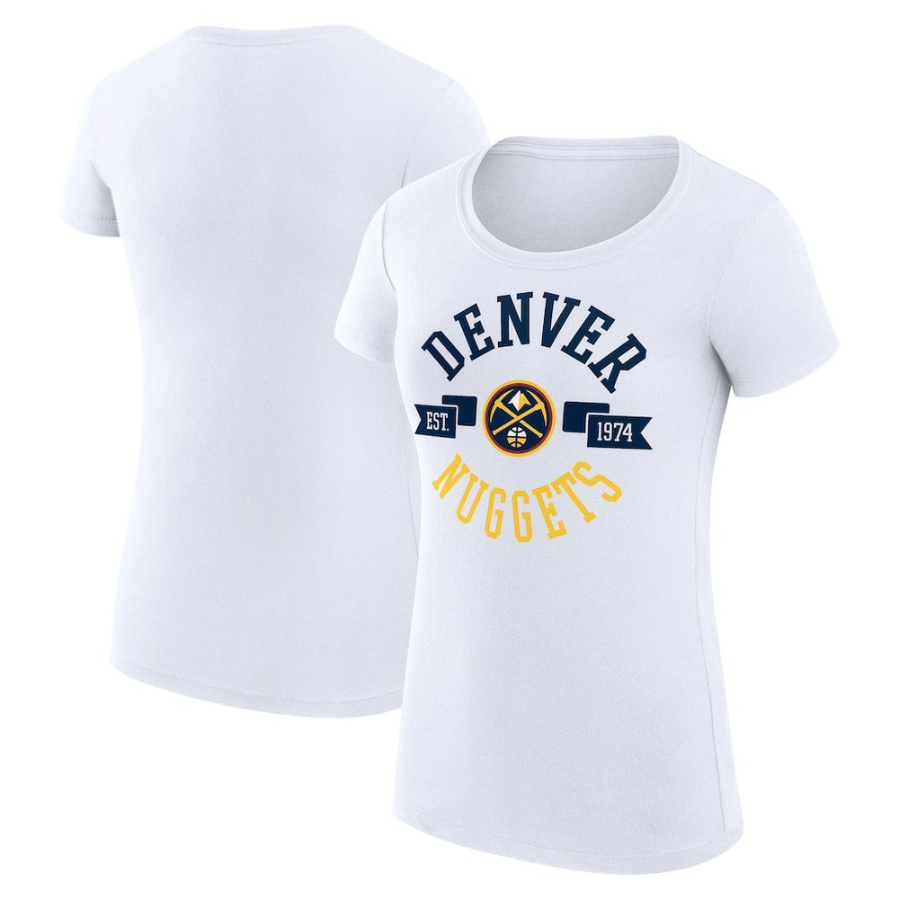 Denver Nuggets G-III 4Her by Carl Banks Women's Super-Slim Fit Lightweight Large City Logo T-Shirt White - NBA