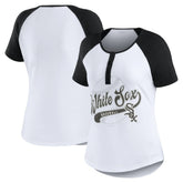 Chicago White Sox WEAR by Erin Andrews Women's Fitted Henley Raglan T-Shirt - MLB