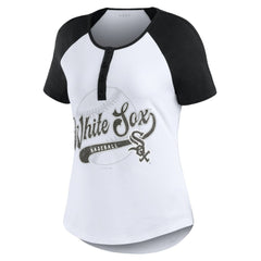 Chicago White Sox WEAR by Erin Andrews Women's Fitted Henley Raglan T-Shirt - MLB