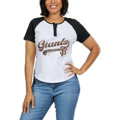 San Francisco Giants WEAR by Erin Andrews Women's Fitted Henley Raglan T-Shirt - MLB
