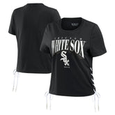 Chicago White Sox WEAR by Erin Andrews Women's Side Lace-Up Cropped T-Shirt - MLB