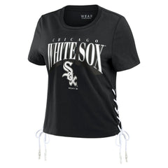 Chicago White Sox WEAR by Erin Andrews Women's Side Lace-Up Cropped T-Shirt - MLB
