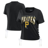 Pittsburgh Pirates WEAR by Erin Andrews Women's Side Lace-Up Cropped T-Shirt - MLB