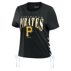 Pittsburgh Pirates WEAR by Erin Andrews Women's Side Lace-Up Cropped T-Shirt - MLB