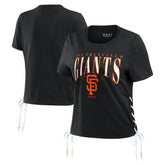 San Francisco Giants WEAR by Erin Andrews Women's Side Lace-Up Cropped T-Shirt - MLB