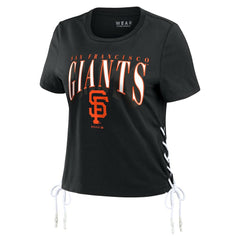San Francisco Giants WEAR by Erin Andrews Women's Side Lace-Up Cropped T-Shirt - MLB