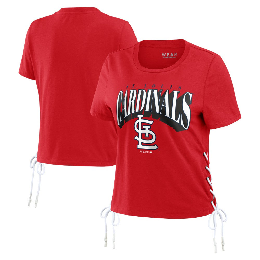 St. Louis Cardinals WEAR by Erin Andrews Women's Side Lace-Up Cropped T-Shirt - MLB