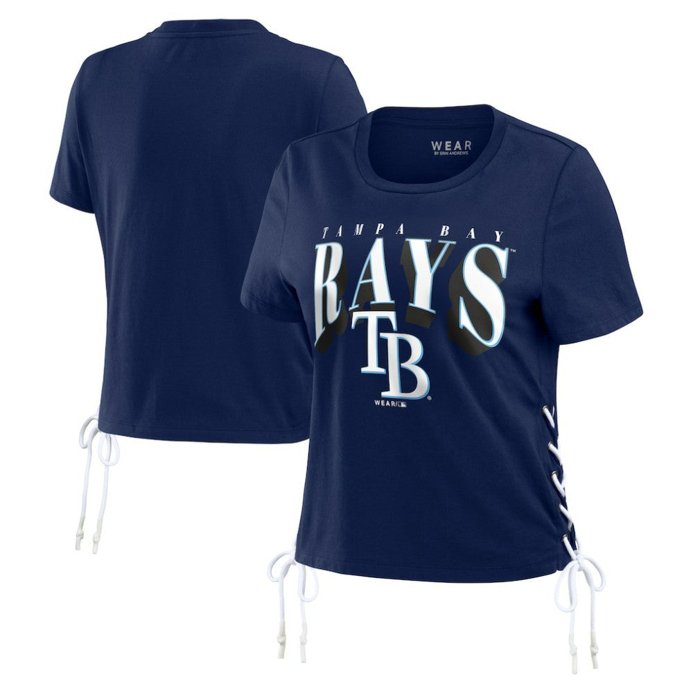 Tampa Bay Rays WEAR by Erin Andrews Women's Side Lace-Up Cropped T-Shirt - MLB
