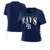 Tampa Bay Rays WEAR by Erin Andrews Women's Side Lace-Up Cropped T-Shirt - MLB