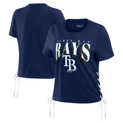 Tampa Bay Rays WEAR by Erin Andrews Women's Side Lace-Up Cropped T-Shirt - MLB