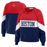 Boston Red Sox WEAR by Erin Andrews Women's Color Block Crew Neck Pullover Sweatshirt - MLB