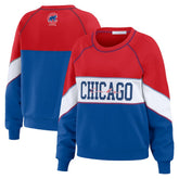 Chicago Cubs WEAR by Erin Andrews Women's Color Block Crew Neck Pullover Sweatshirt - MLB