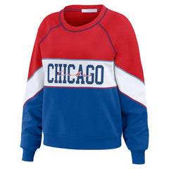 Chicago Cubs WEAR by Erin Andrews Women's Color Block Crew Neck Pullover Sweatshirt - MLB