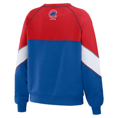 Chicago Cubs WEAR by Erin Andrews Women's Color Block Crew Neck Pullover Sweatshirt - MLB