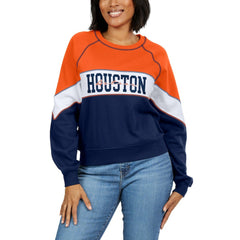 Houston Astros WEAR by Erin Andrews Women's Color Block Crew Neck Pullover Sweatshirt - MLB