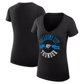 Oklahoma City Thunder G-III 4Her by Carl Banks Women's Super-Slim Fit Lightweight Large City Logo V-Neck T-Shirt Black - NBA