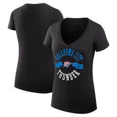 Oklahoma City Thunder G-III 4Her by Carl Banks Women's Super-Slim Fit Lightweight Large City Logo V-Neck T-Shirt Black - NBA