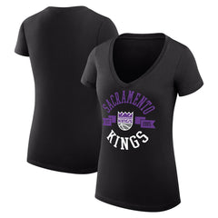 Sacramento Kings G-III 4Her by Carl Banks Women's Super-Slim Fit Lightweight Large City Logo V-Neck T-Shirt Black - NBA
