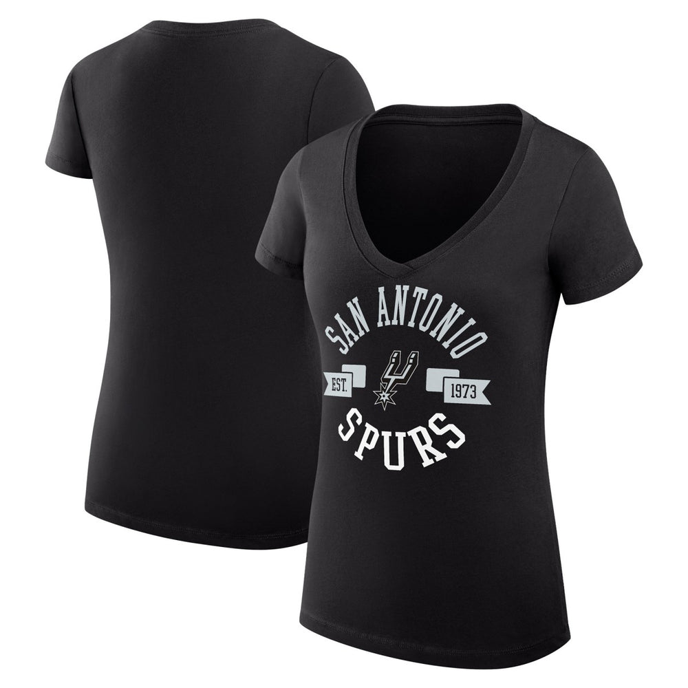 San Antonio Spurs G-III 4Her by Carl Banks Women's Super-Slim Fit Lightweight Large City Logo V-Neck T-Shirt Black - NBA